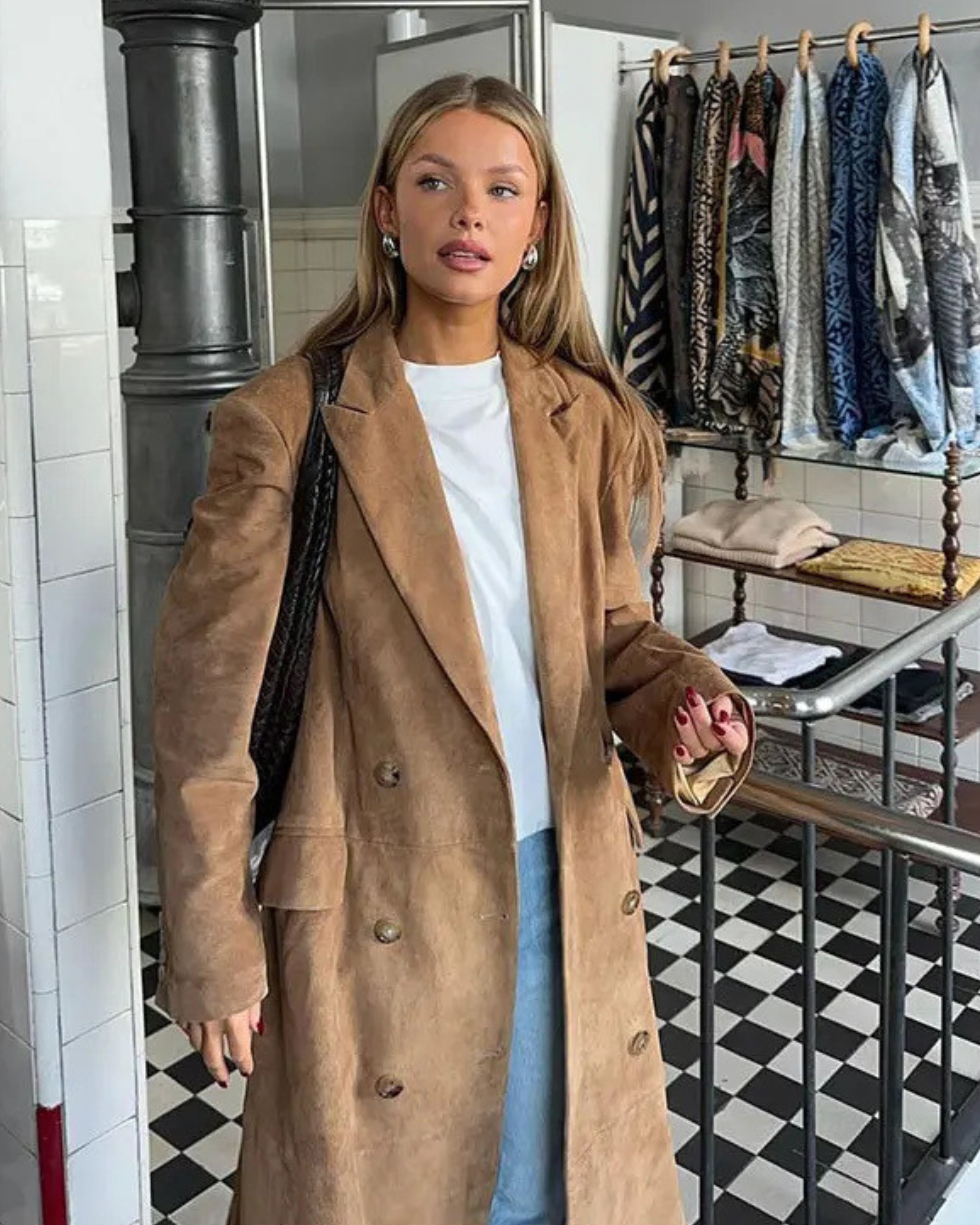 Katarzyna™ | Płaszcz Długi z Efektem Zamszu