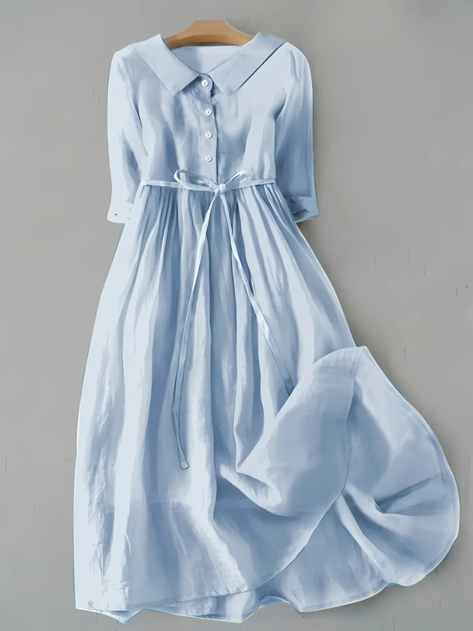 Wójcik™ | Elegancka Sukienka z Krótkim Rękawem i Sznurowanym Pasem