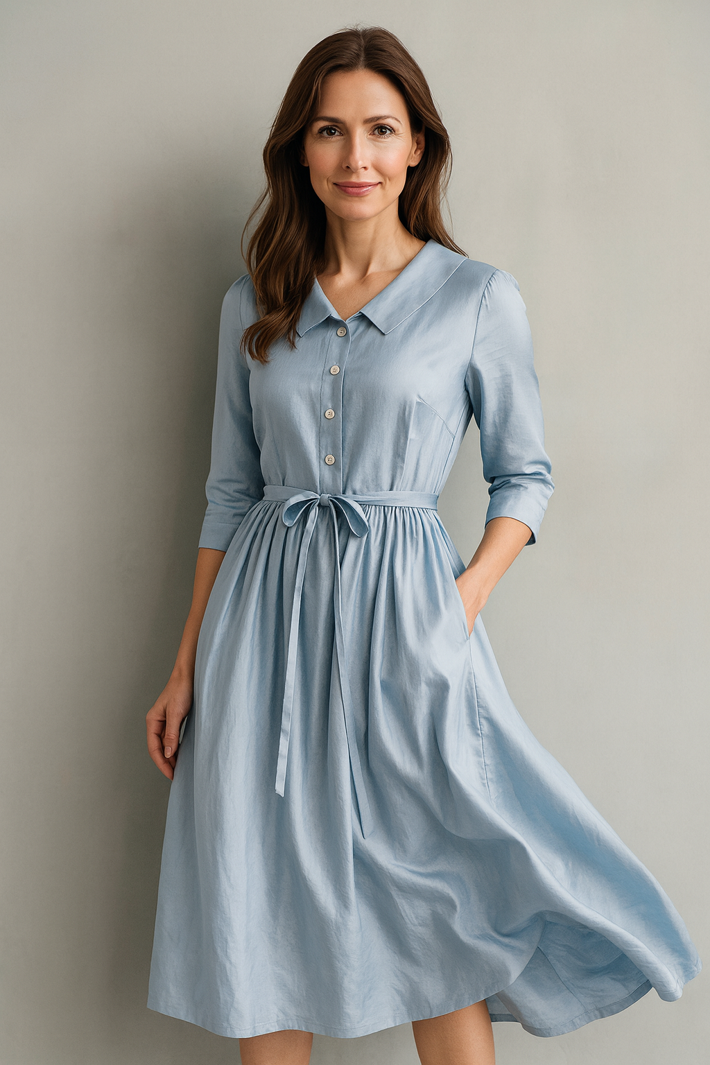 Wójcik™ | Elegancka Sukienka z Krótkim Rękawem i Sznurowanym Pasem