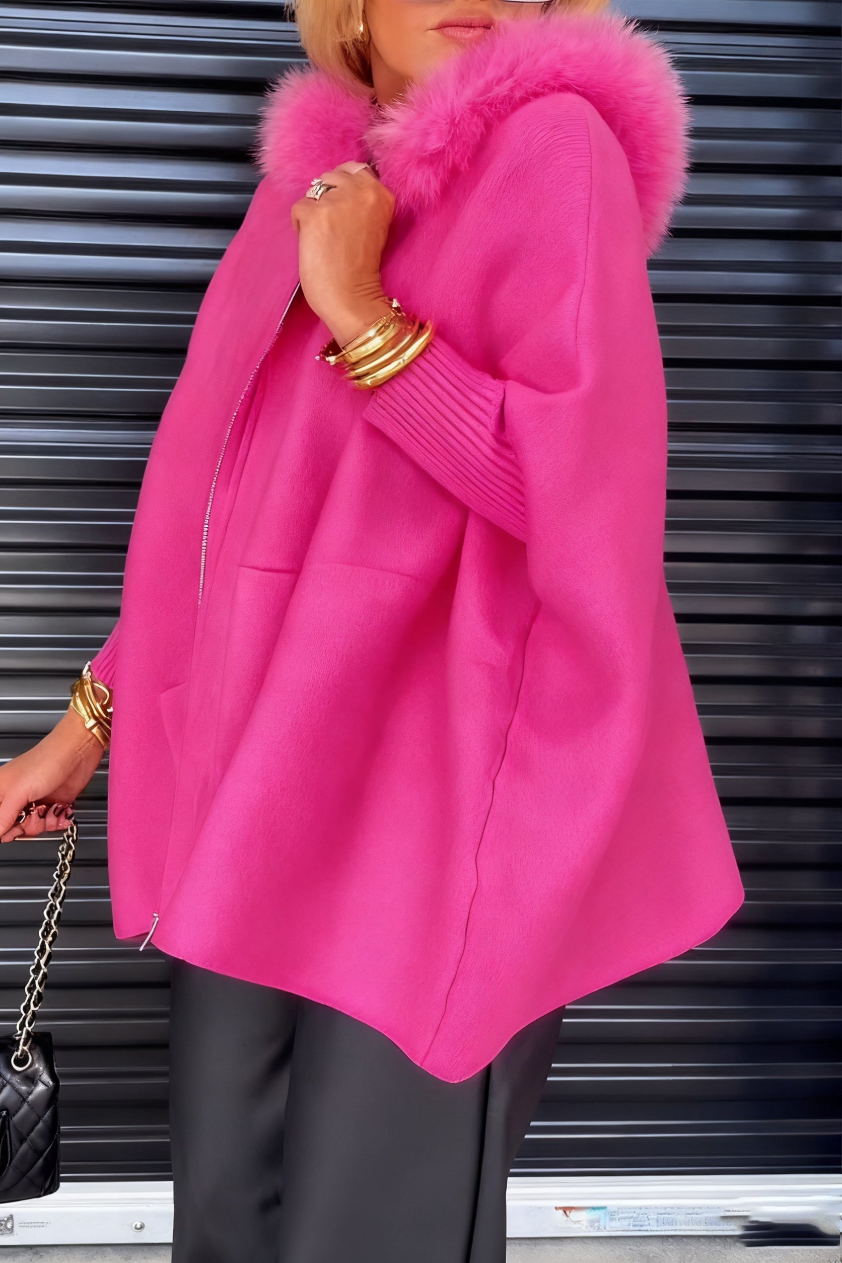 Kalina™ | Kurtka z Kołnierzem ze Sztucznego Futerka