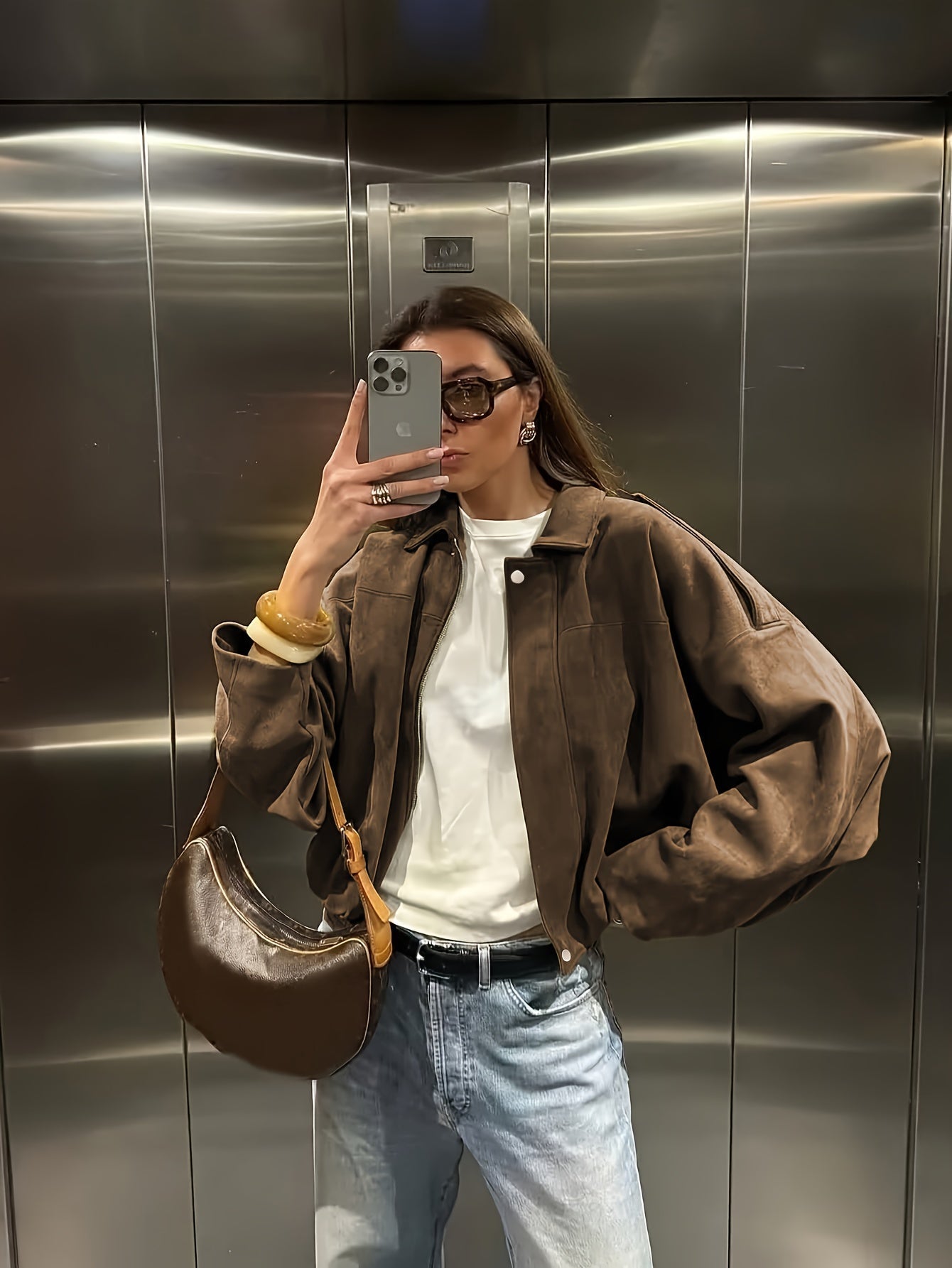 Ariel | Miękka Retro Kurtka Z Sztucznego Zamszu